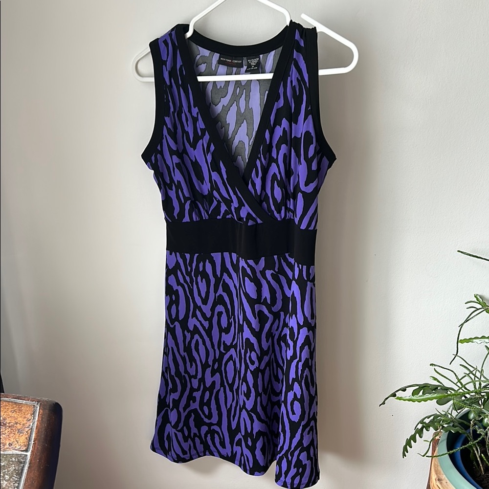 New York & Company Purple Black Sheath Mini Dress